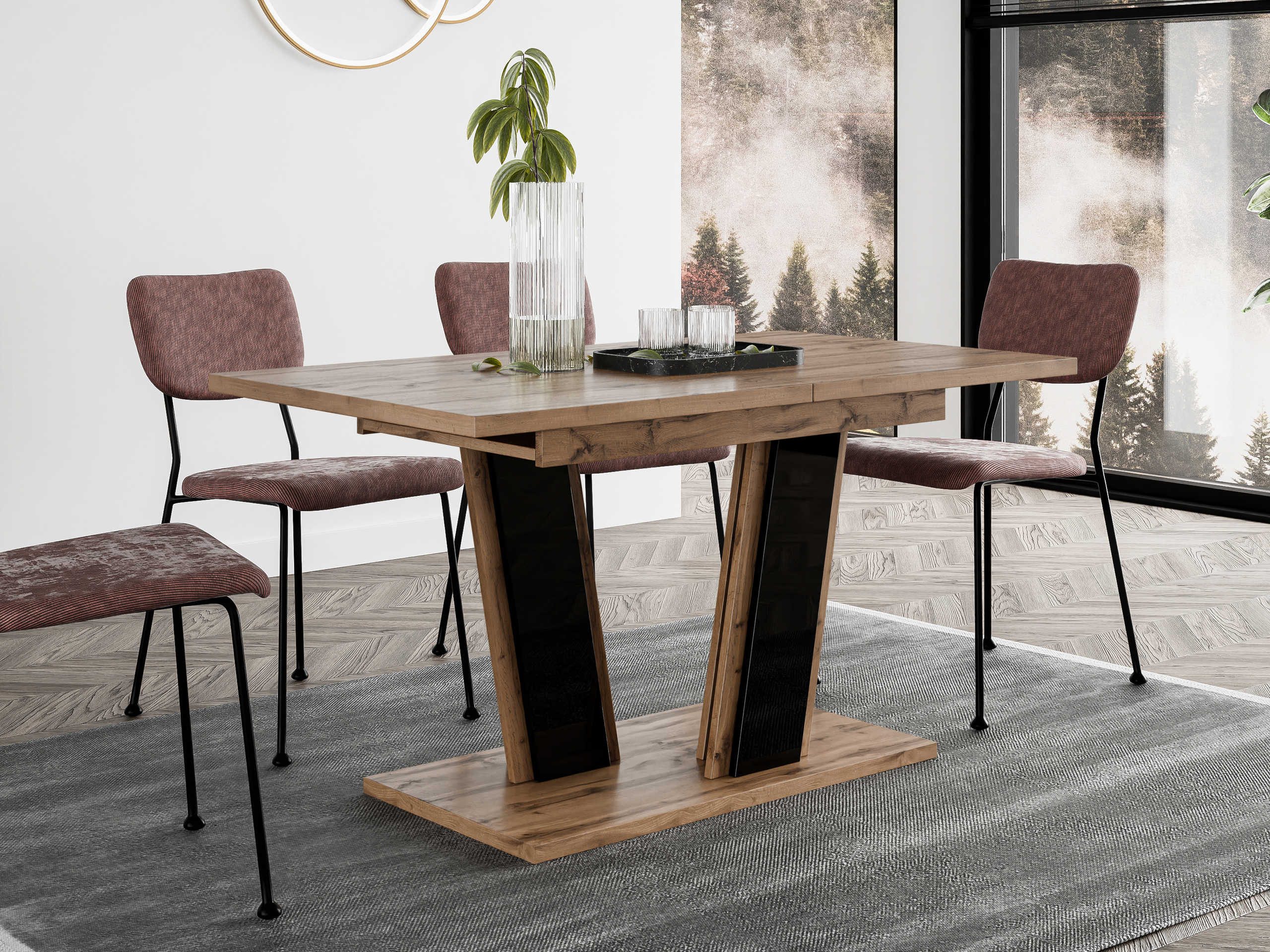 MIRJAN24 Esstisch Muss 160 (Ausziehbar - 1x Einlegeplatte), 120-160x80x75 cm, Rechteck