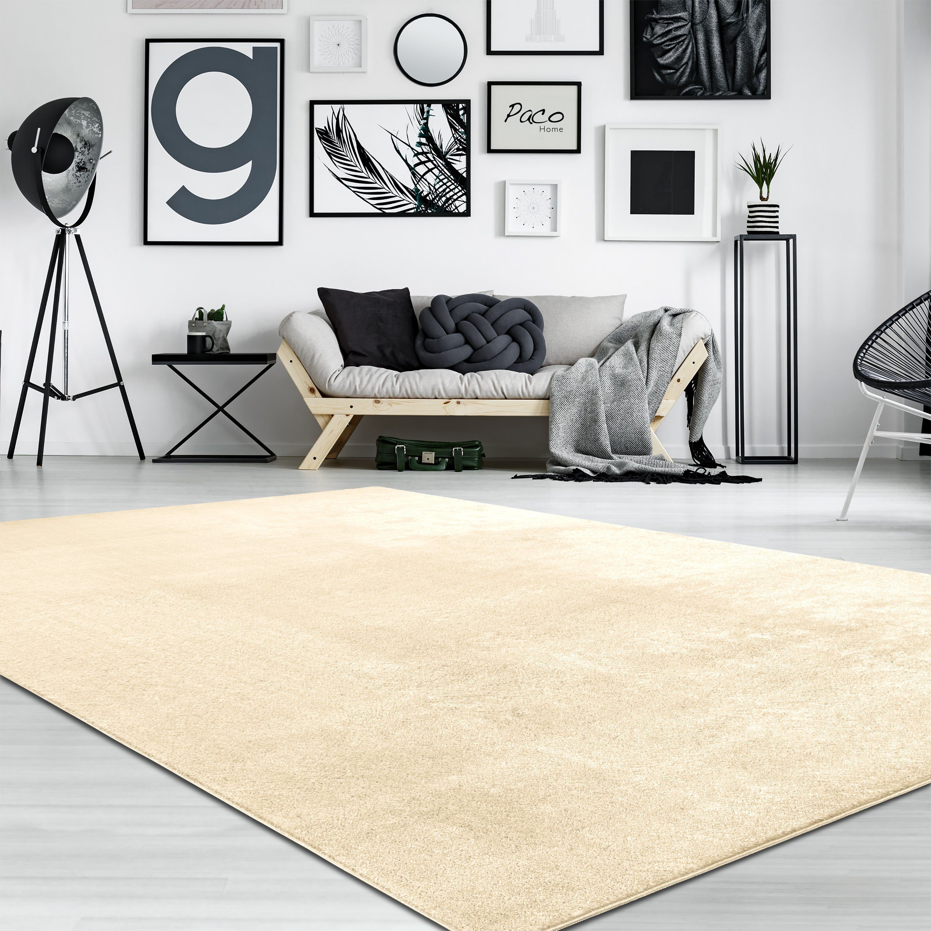 Teppich »Cadiz 630«, Paco Home, rechteckig, Höhe 18 mm, Kurzflor,  Uni-Farben, besonders weich, ideal im Wohnzimmer & Schlafzimmer
