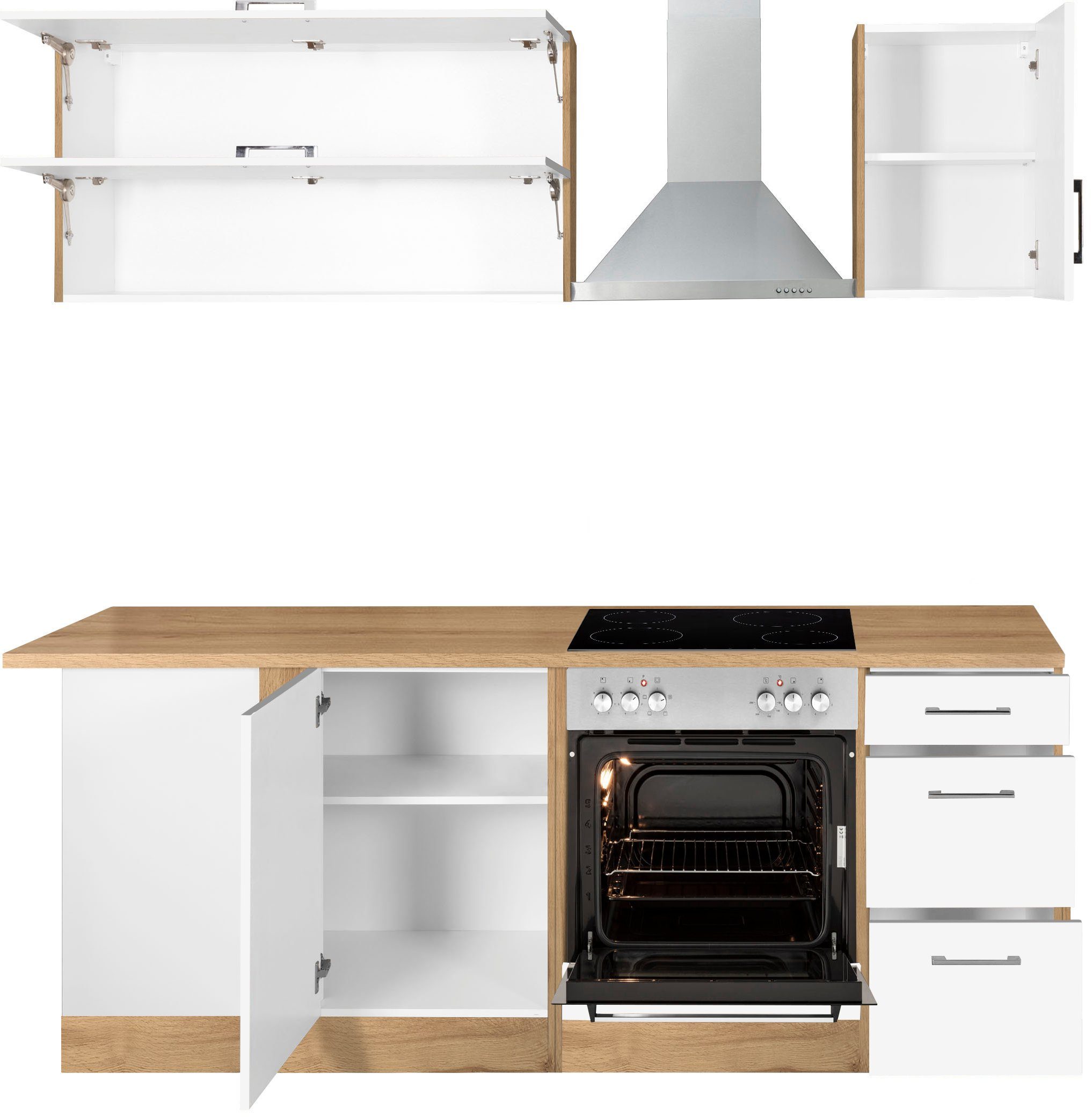 KOCHSTATION Winkelküche KS-Colmar, mit E-Geräten, Stellbreite 210/210 cm