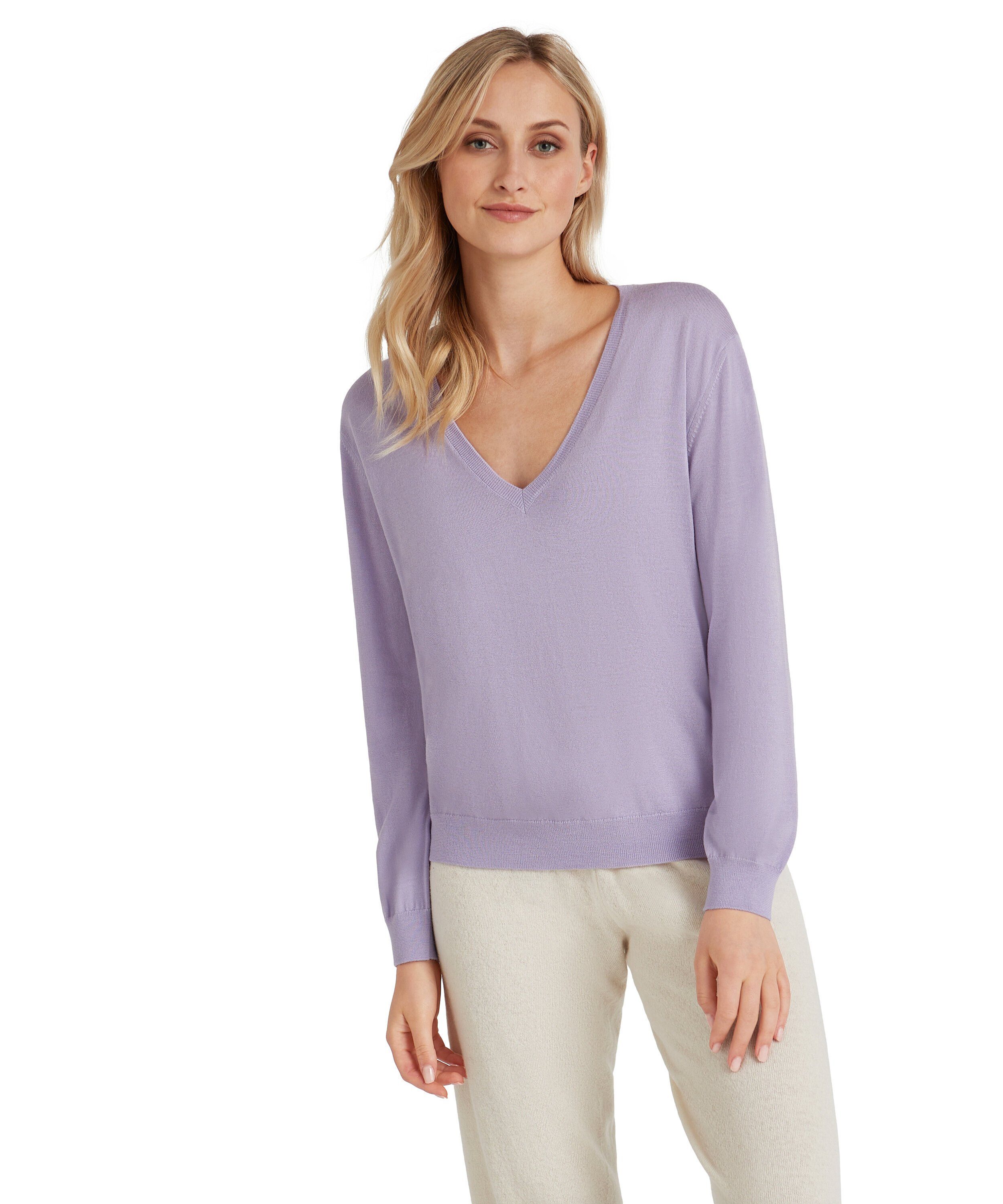 FALKE Strickpullover (1-tlg) aus Merinowolle lupine (6903)