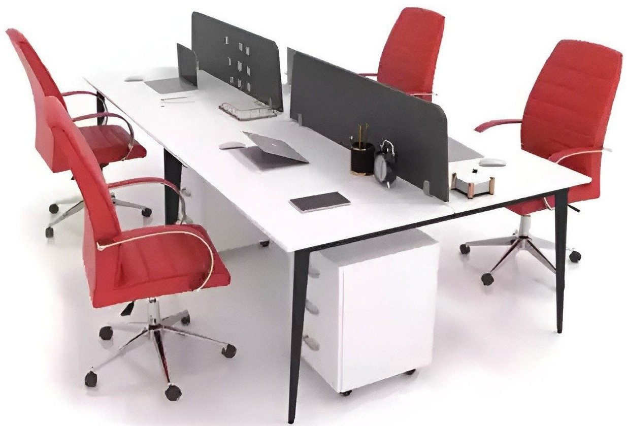 Xlmoebel Schreibtisch Moderner Schreibtisch in hellem Design mit hochwertiger Verarbeitung (1-St., Schreibtisch für 4 Personen), Hergestellt in Europa