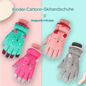 FIDDY Skihandschuhe Winter-Kinder-Skihandschuhe, Anti-Kälte-, Anti-Rutsch-, wasserdichte. (Winddichte, verdickte und warme Skihandschuhe für Jungen und Mädchen, geeignet für 6–12 Jahre)