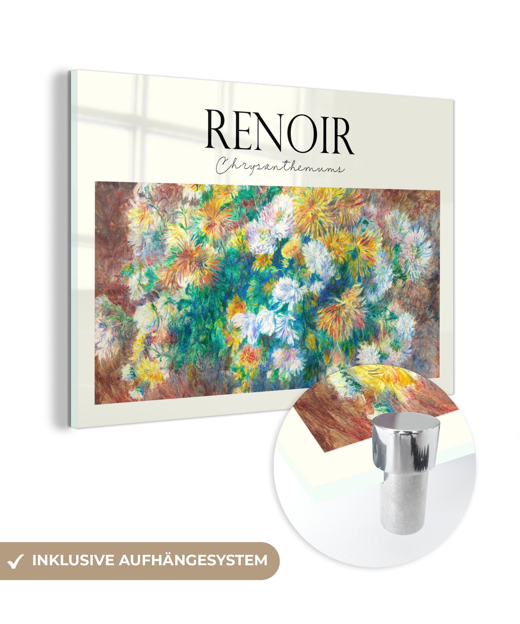 MuchoWow Acrylglasbild Gemälde - Renoir - Blumenstrauß, (1 St), Acrylglasbilder Wohnzimmer & Schlafzimmer