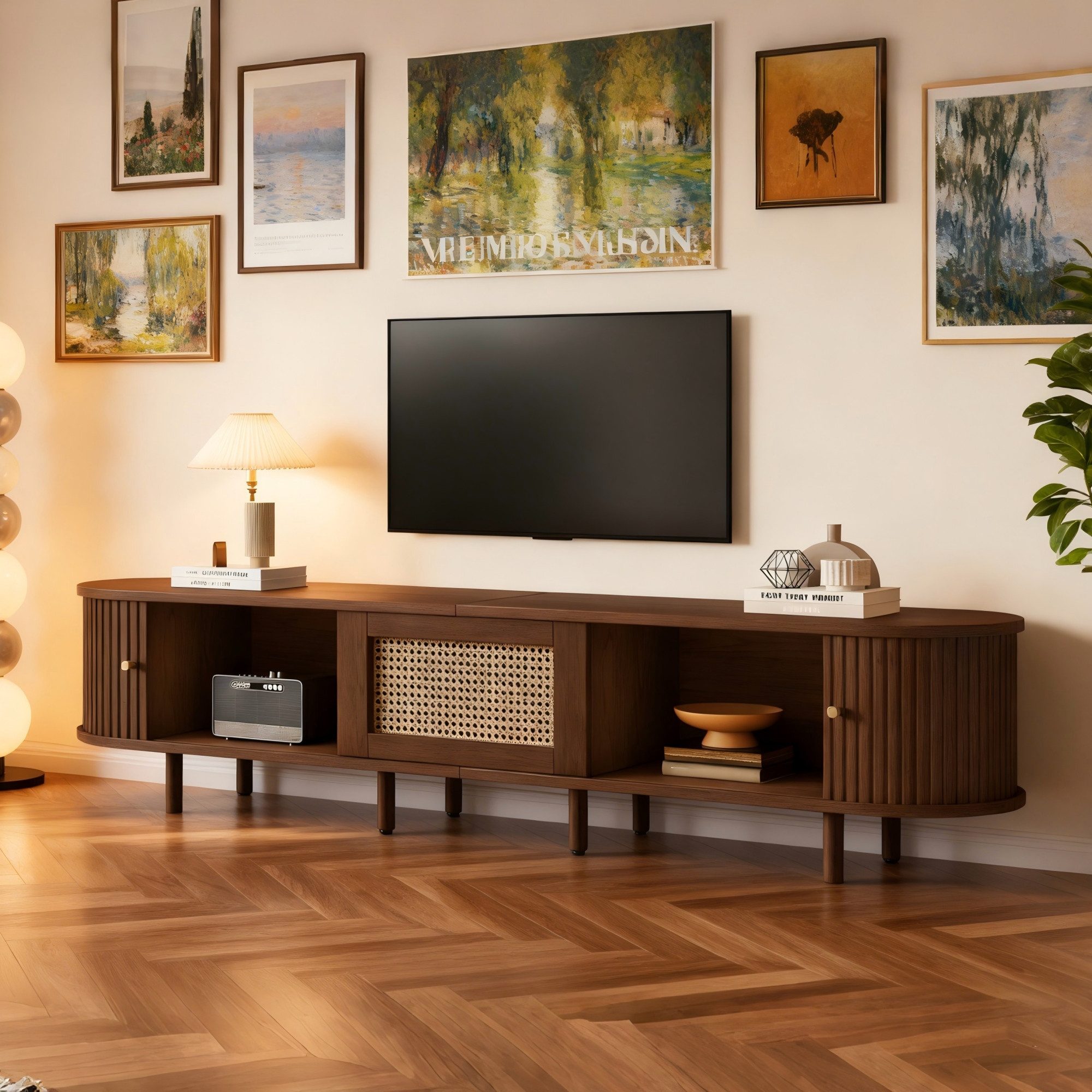 STILVORA Lowboard mit 2 Schiebetüren,TV-Schrank TV-Regal mit Regale&runder günstig online kaufen