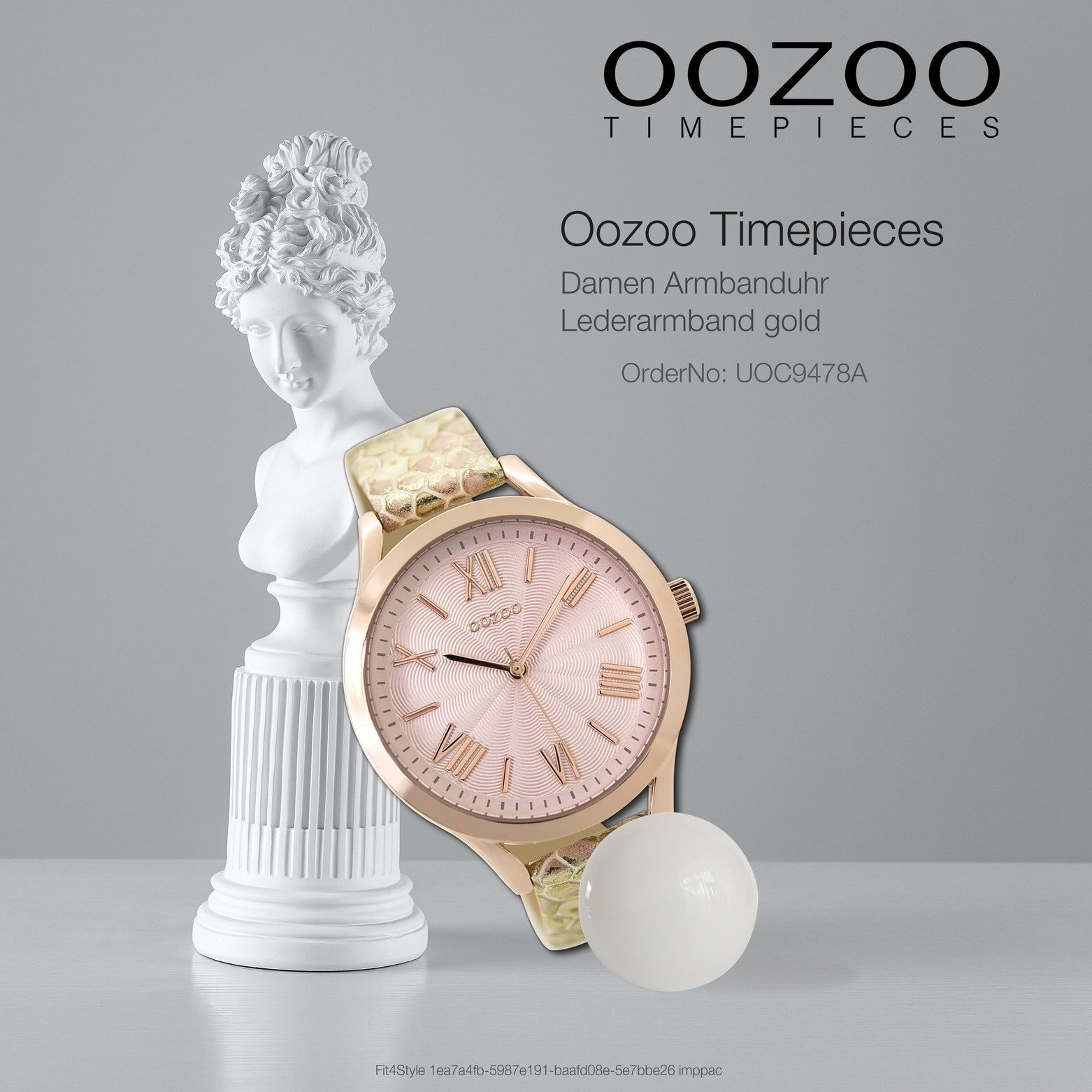 OOZOO Quarzuhr Oozoo Damen Armbanduhr gold Analog, (Analoguhr), Damenuhr rund, groß (ca. 42mm) Lederarmband, Casual-Style