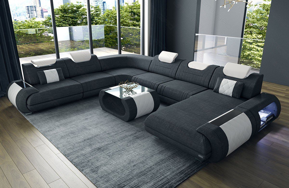 Sofa Dreams Wohnlandschaft Stoff Polsterstoff Sofa Rimini XXL H Strukturstoff Stoffsofa, Couch wahlweise mit Bettfunktion