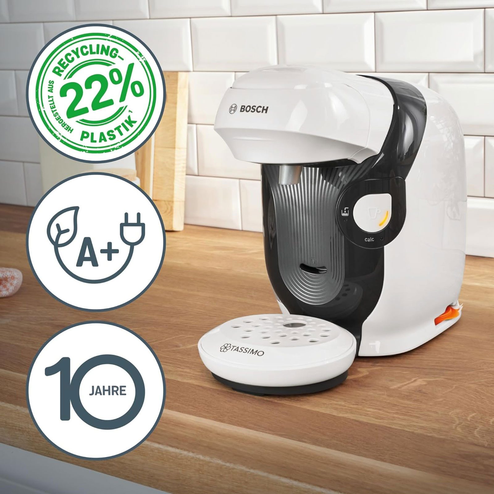 BOSCH Kapselmaschine TAS114E, One-Touch Bedienung