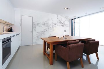 living walls Fototapete Designwalls White Marble 1, glatt, (5 St), Vlies, Wand, Schräge, Decke