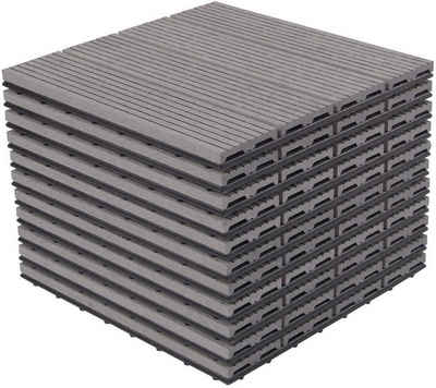 EUGAD WPC Terrassenplatte, 300x300, Hellgrau, 11 Stücke für 1m², wetterfest