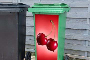 MuchoWow Wandsticker Kirschen - Obst - Rot (1 St), Mülleimer-aufkleber, Mülltonne, Sticker, Container, Abfalbehälter