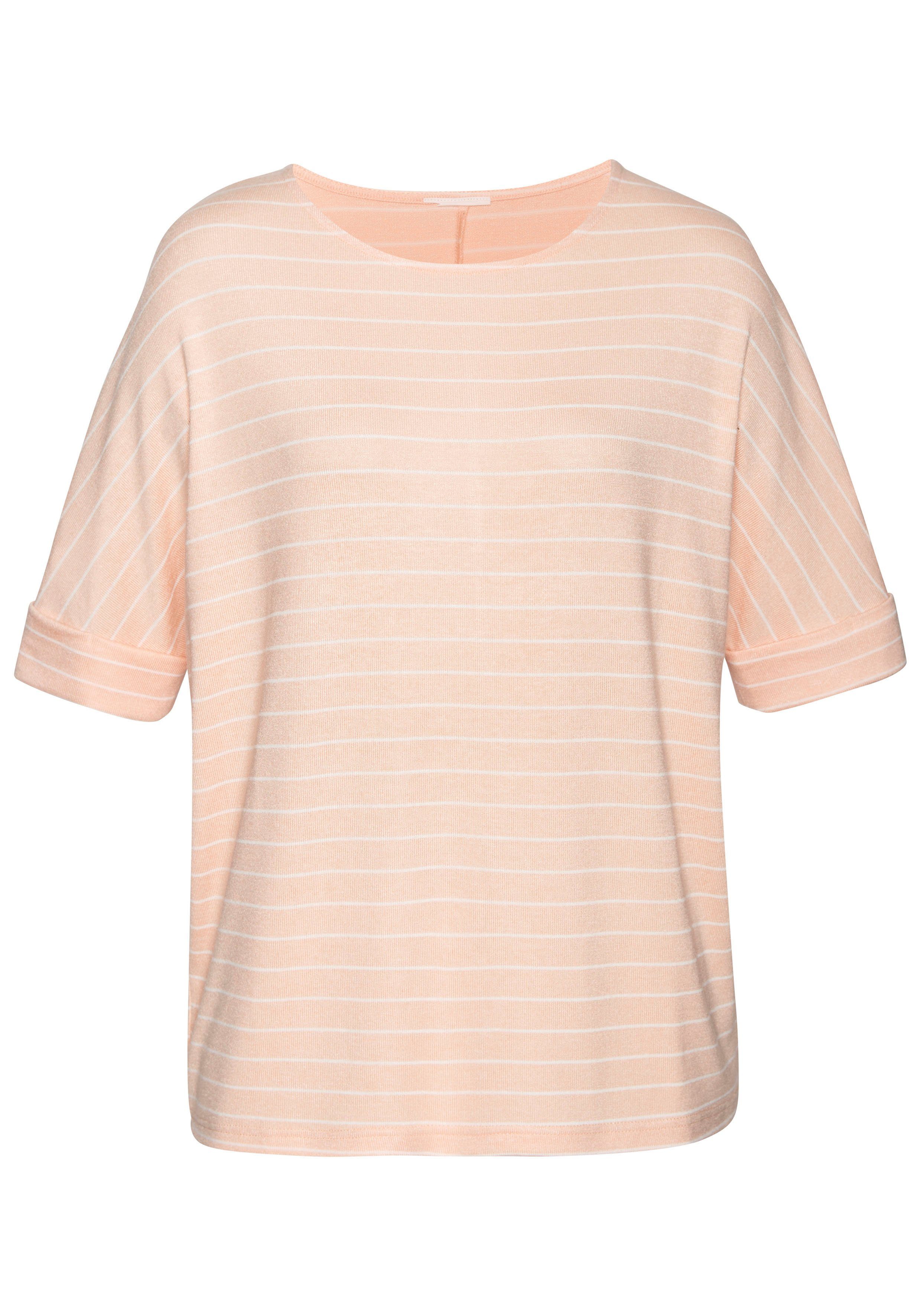 LASCANA Rundhalsshirt mit breitem Ärmelumschlag aus günstig online kaufen