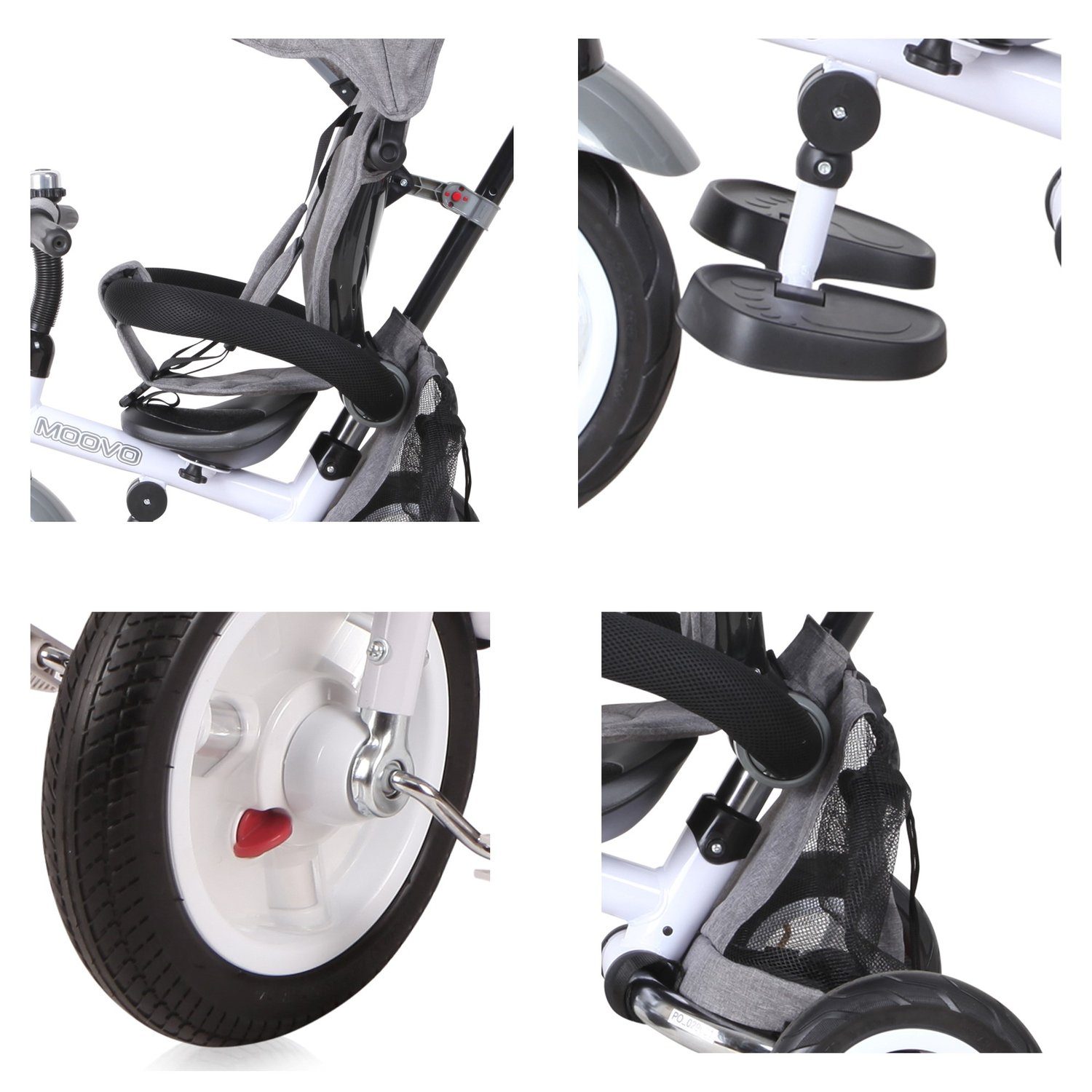 Spielzeug Dreiräder Lorelli Dreirad Dreirad Moovo, Luftreifen faltbar verstellbarer Sitz Schubstange Klingel