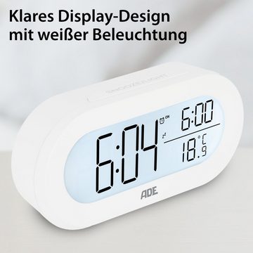 ADE Wecker digital mit Temperaturanzeige Schlummerfunktion, LCD-Display mit Hintergrundbeleuchtung