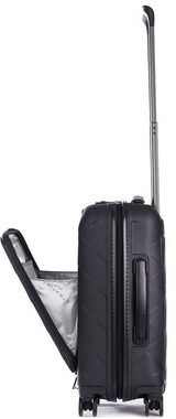 Stratic Hartschalen-Trolley Leather&More S mit Vortasche, matt black, 4 Rollen, Handgepäck Reisekoffer Reisegepäck TSA-Zahlenschloss