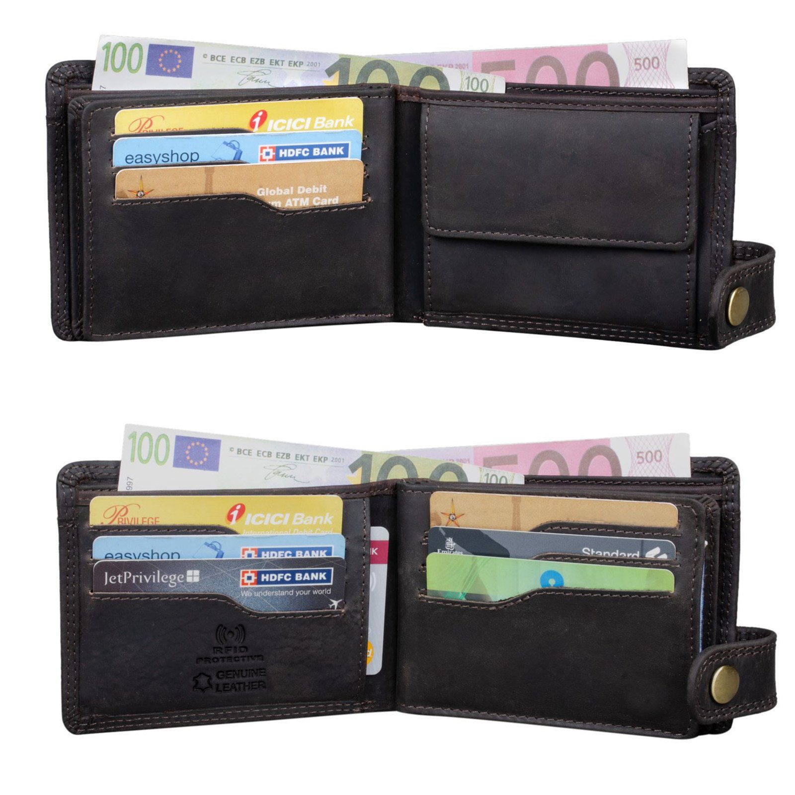 und Herren - RFID NFC Leder braun dunkel Geldbörse STILORD Geldbörse "Finley"