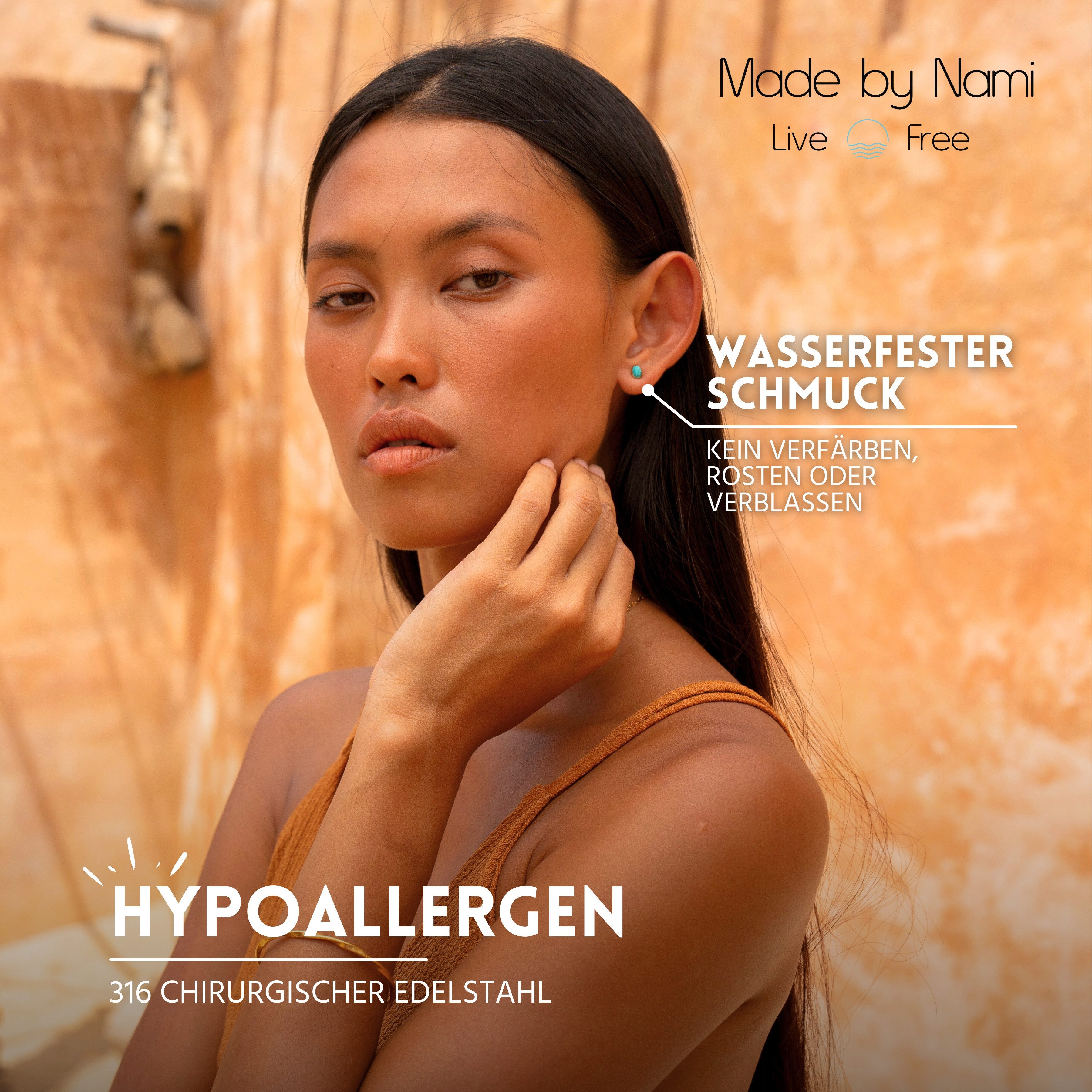 Made by Nami Ohrstecker-Set Gold Ohrringe Blauer Stein aus Chirurgischem Ed günstig online kaufen