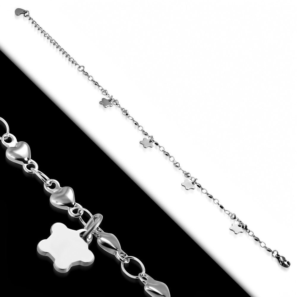 BUNGSA Armband Bettelarmband aus Armband, Blüten Silber Bracelet aus Schmuckbeutel inkl. Damen Edelstahl (1 Armschmuck Organza)