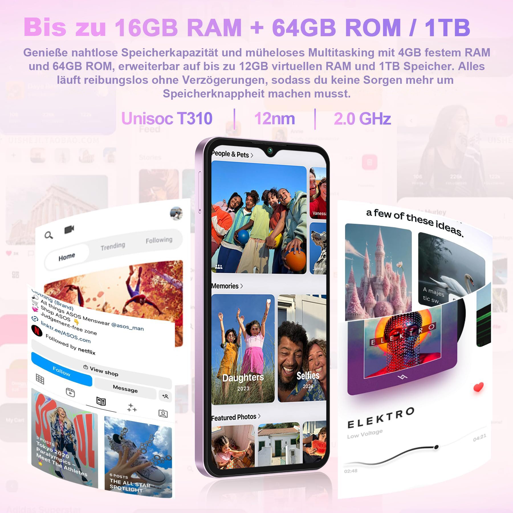 OUKITEL C3 Android 14 Handy Ohne Vertrag, 5000mAh, 6.52" HD Smartphone (16,56 cm/6.52 Zoll, 64 GB Speicherplatz, 13 MP Kamera, 4GB+64GB Speicher, 4G Dual SIM, 9,3mm dünn, GPS)