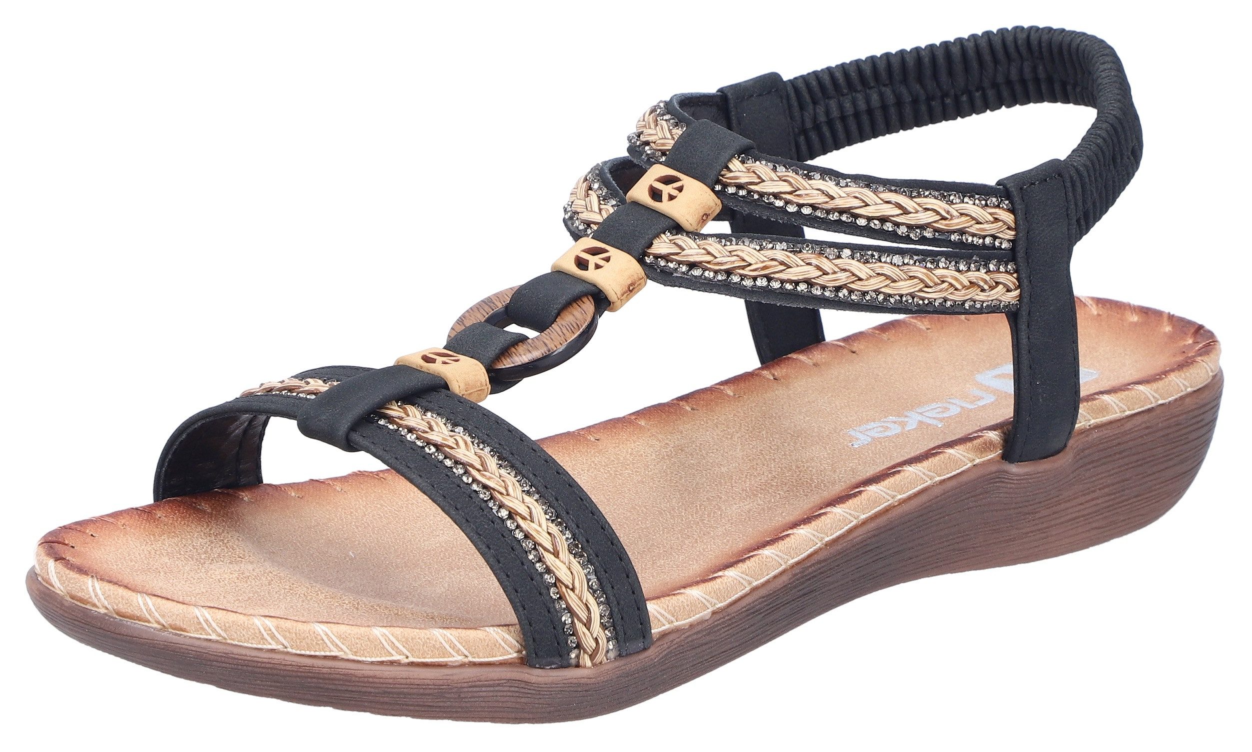 Rieker Sandale Sommerschuh, Urlaubsschuh, Schlupfsandale mit Gummizug