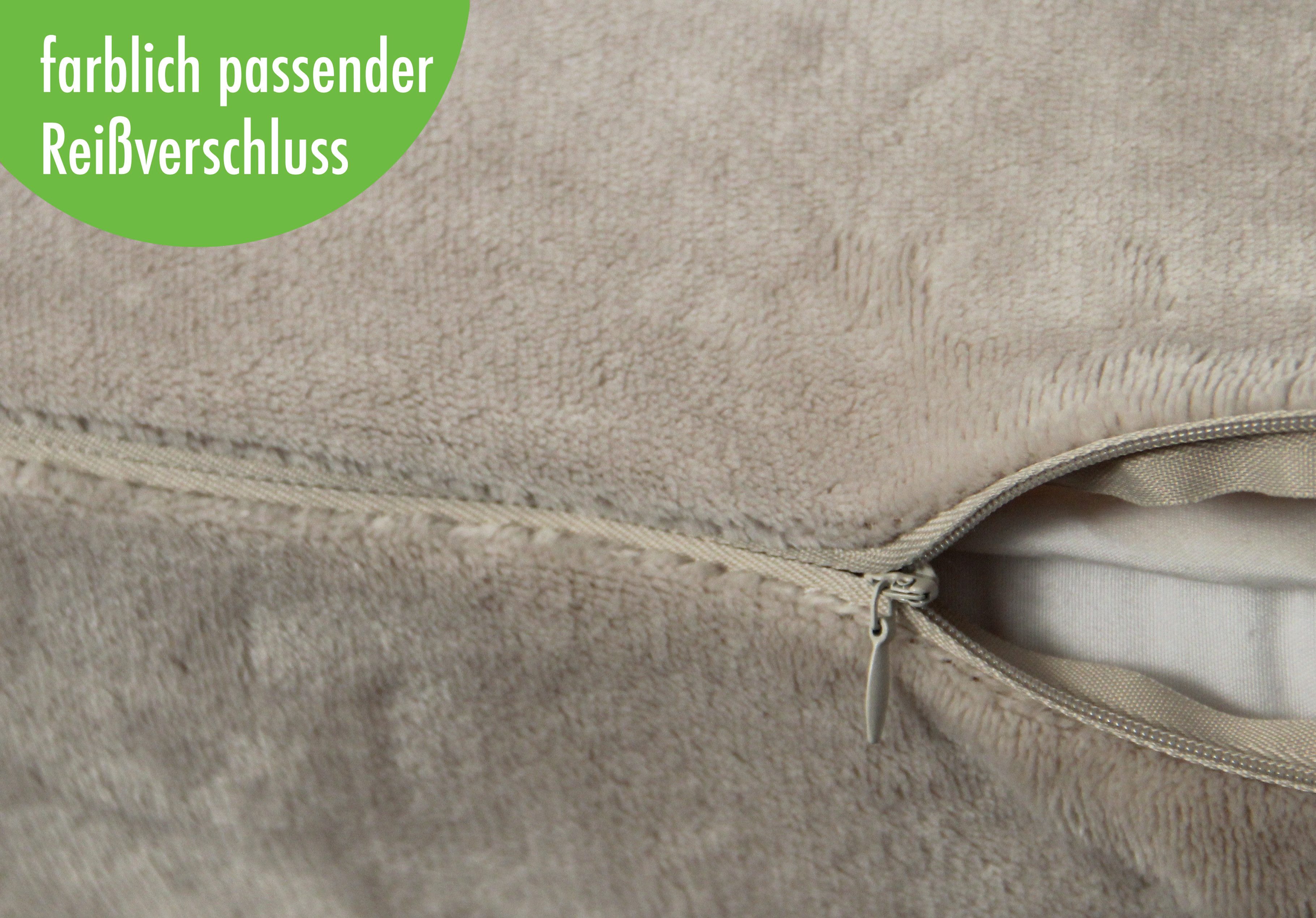 Heubergshop Kissenbezug, (2 Stück), 2er Set Fleece 40x80cm Winter - Beige - flauschig weich Kissenhülle – Bild 3 von 3