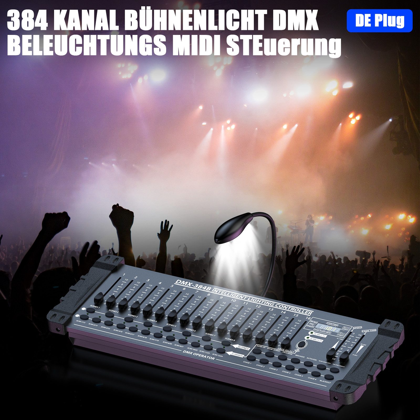 ZonQoonz DJ Controller 384-Kanal-DJ-Controller, DMX-Lichtsteuerung, Bühnenbeleuchtungskonsole
