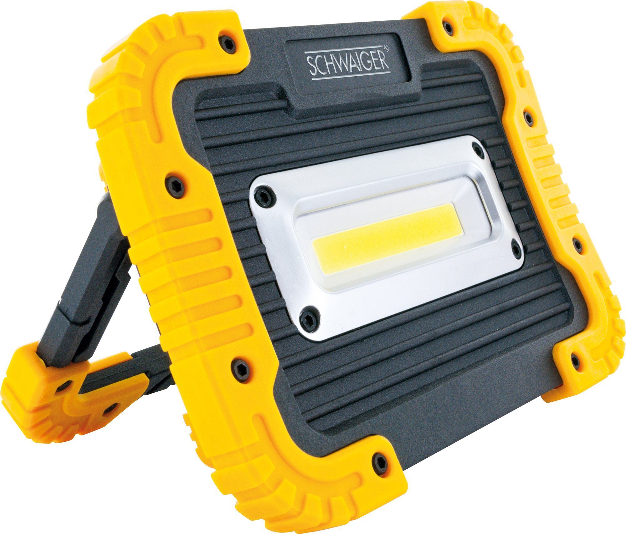 Schwaiger LED Arbeitsleuchte WLED10 531, großer Abstrahlungswinkel,  mehrstufig einstellbarer Standfuß, COB-LED, weiß, mehrstufig einstellbarer  Standfuß, batteriebetrieben, Robustes und spritzwassergeschütztes Gehäuse | Arbeitsleuchten