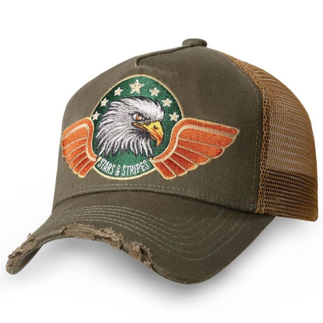 Stars & Stripes Baseball Cap Adler Western-Basecap im Destroyed Look