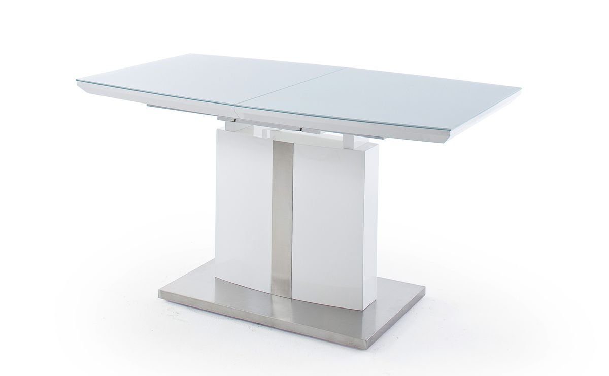 expendio Essgruppe Sicherheitsglas 4x 140(180)x76x90 Norman, Spar-Set, Tischgruppe, Hochglanz cm 5-tlg), weiß (komplette mit + Stühle