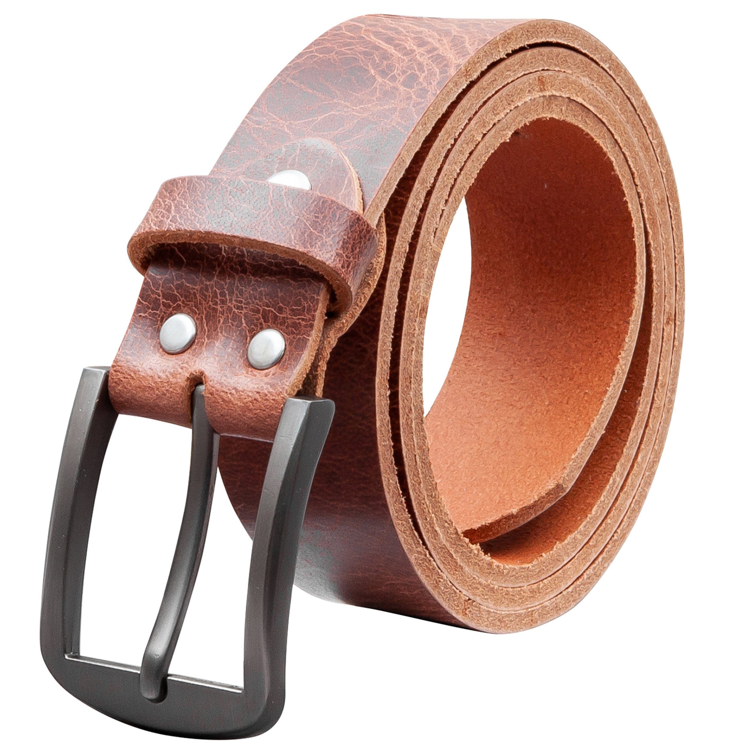 COLOGNEBELT Ledergürtel D16-RL MADE IN GERMANY, Rustikales Design, Dunkelbraun