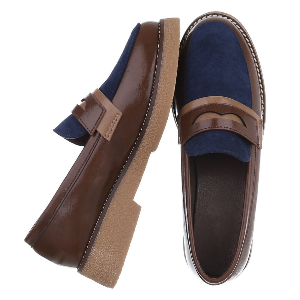 Ital-Design Elegante Damenkomfort-Schuhe mit Riemen für alle Anlässe Slipper (90169312) Blockabsatz Mokassins in Braun