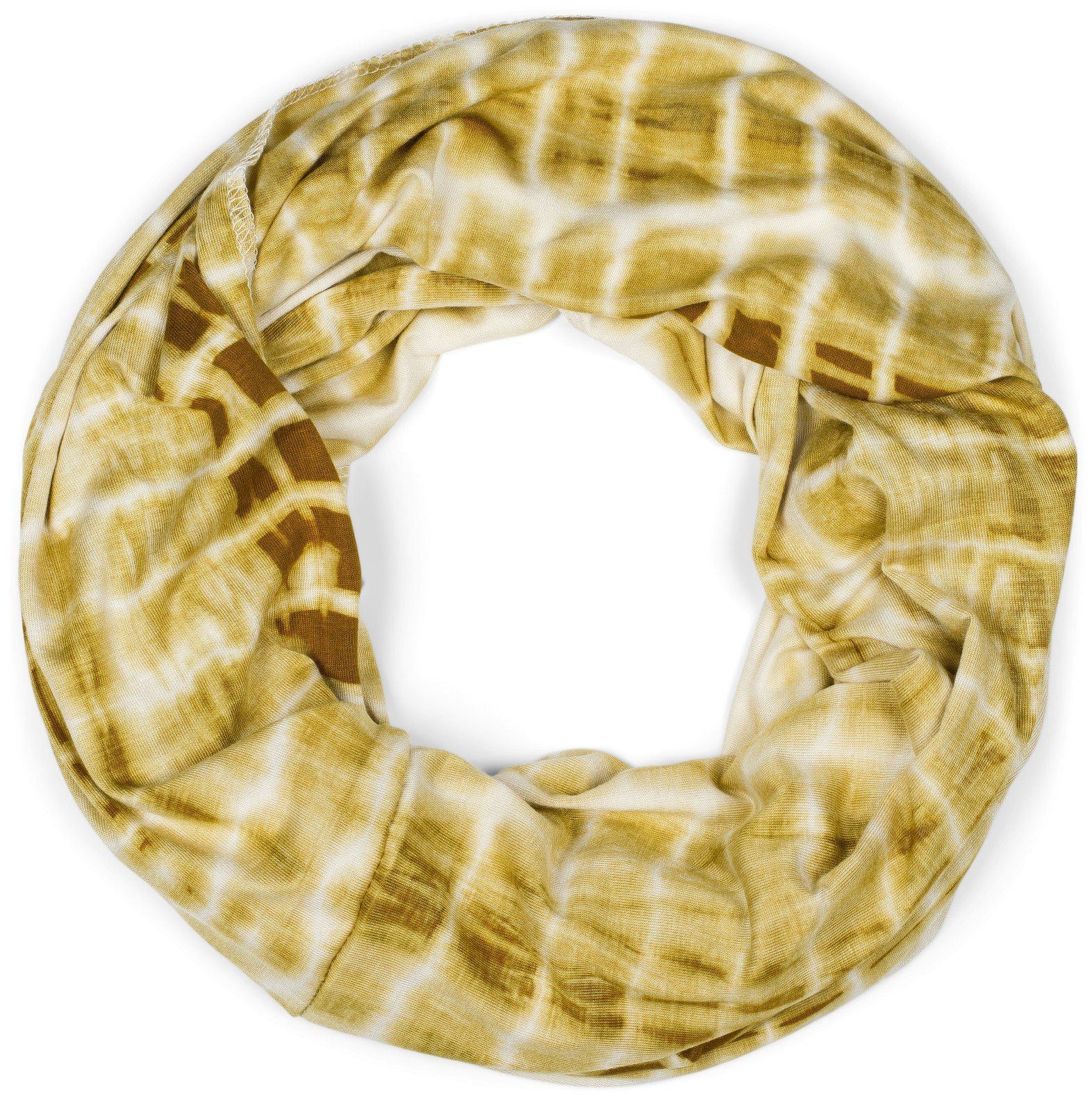 styleBREAKER Khaki-Weiß Schal Batik Loop, Loop Streifen (1-St),