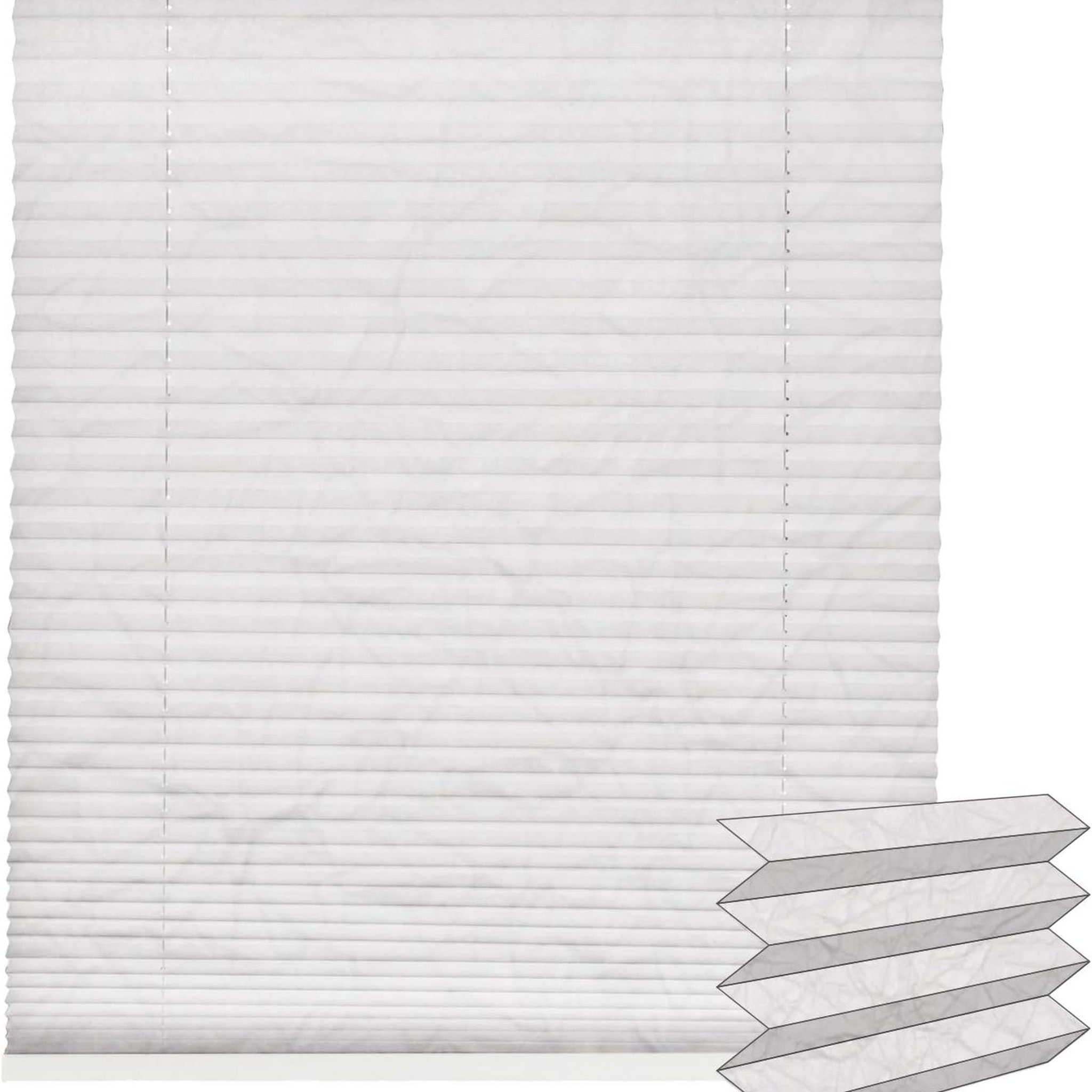 Victoria M. Plissee Standard Crush Plissee, 40 x 130 cm, weiß, halbtransparent, mit Bohren, verspannt, verschraubt, blickdicht, feuchtraumgeeignet, seitlich kürzbar
