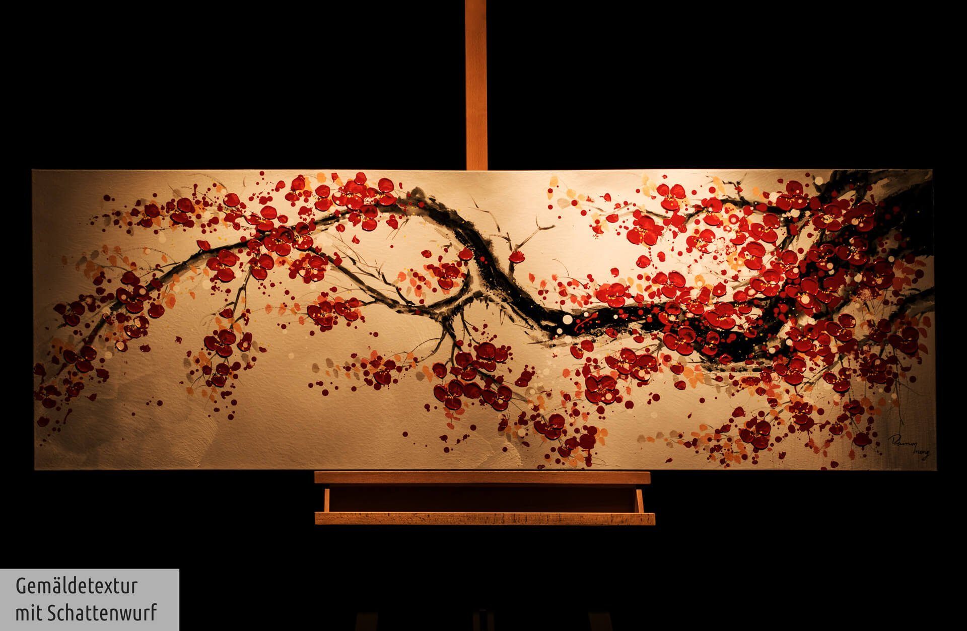 Cherrytree Wohnzimmer 150x50 100% Wandbild cm, Alley KUNSTLOFT Gemälde HANDGEMALT Leinwandbild