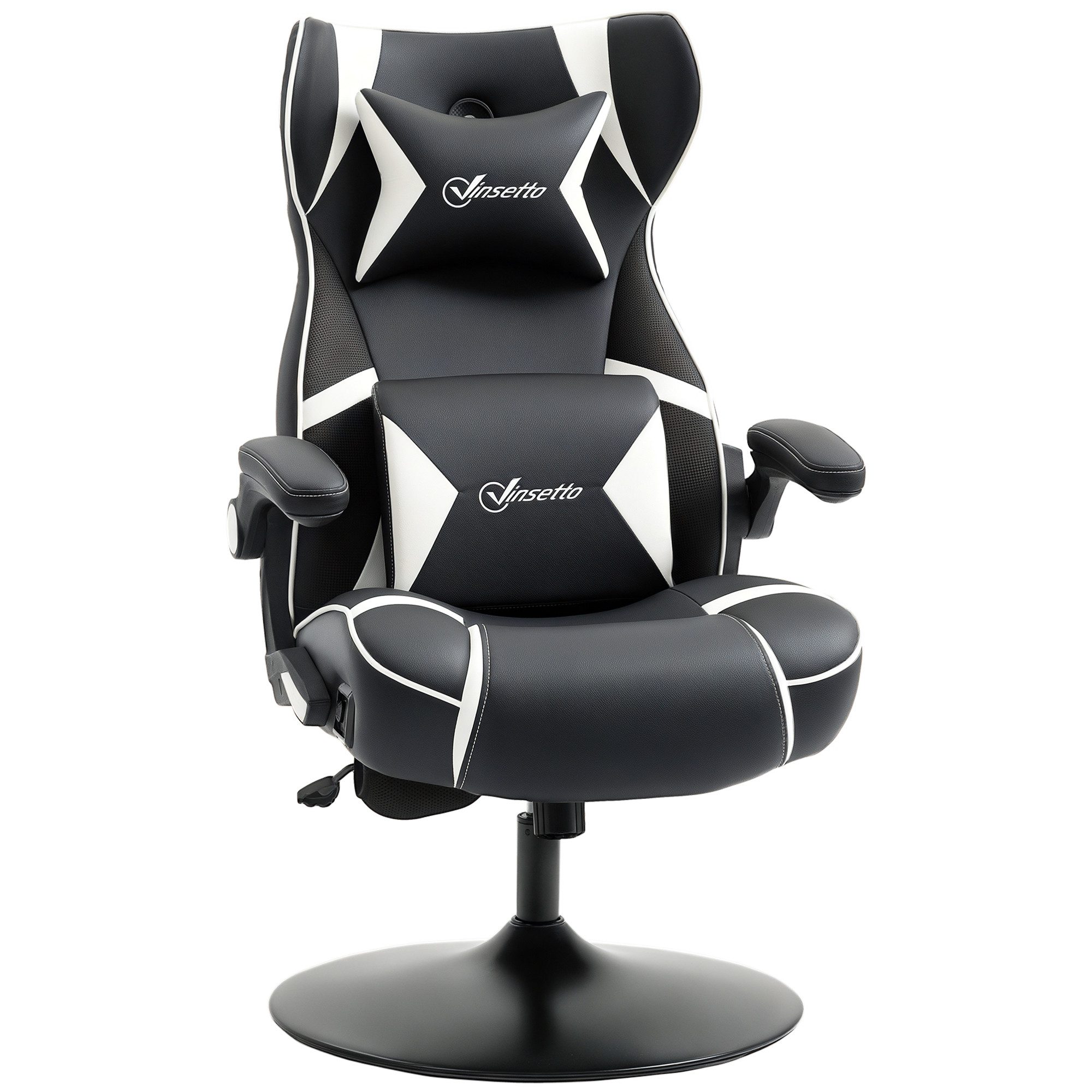 Vinsetto Schreibtischstuhl Gaming Stuhl ergonomischer Bürostuhl höhenverstellbar Kunstleder (PC-Stuhl, 1 St), Weiß+Schwarz 69 x 73 x 112-118 cm – Bild 2 von 5