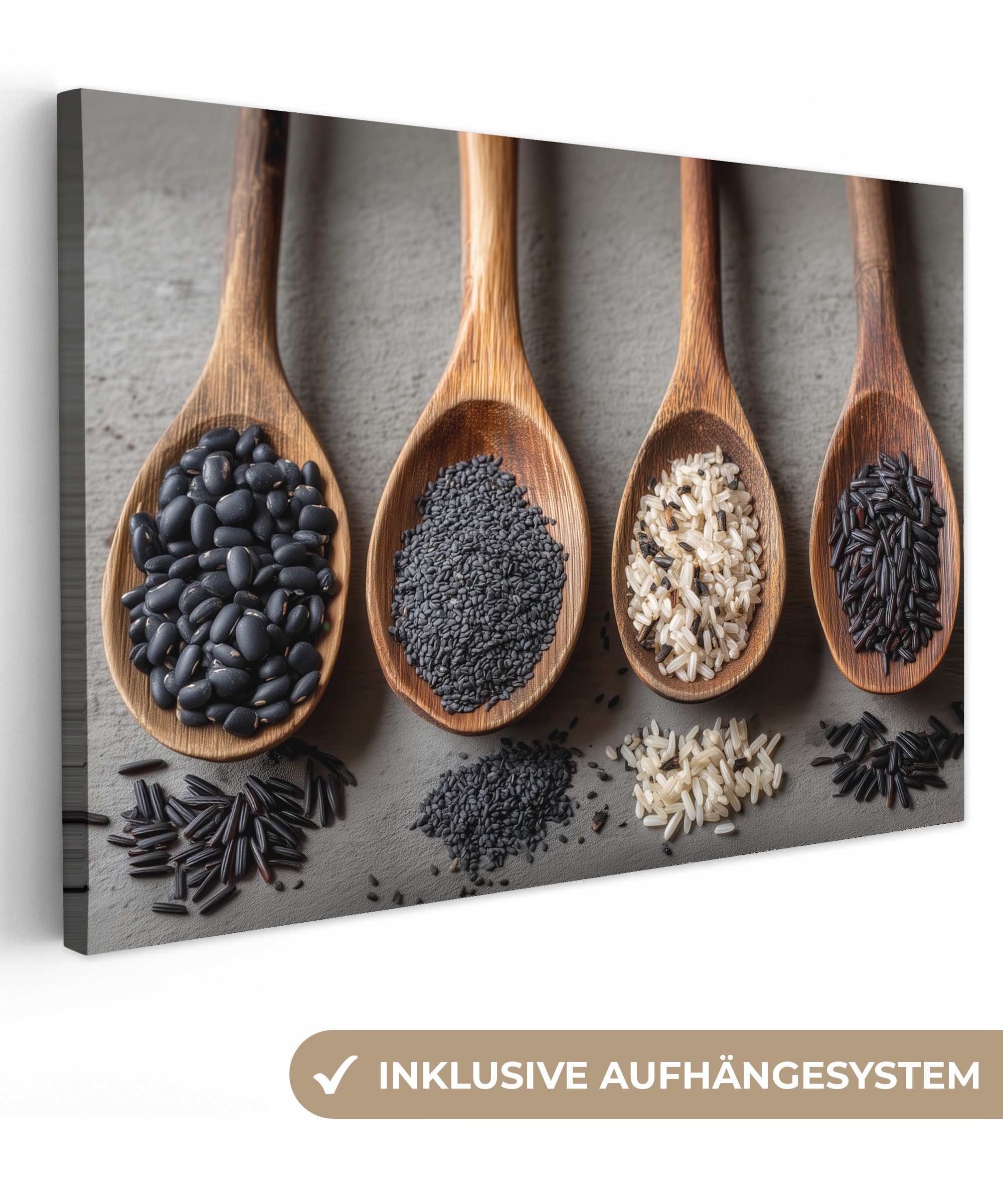 OneMillionCanvasses® Leinwandbild Holz - Löffel - günstig online kaufen