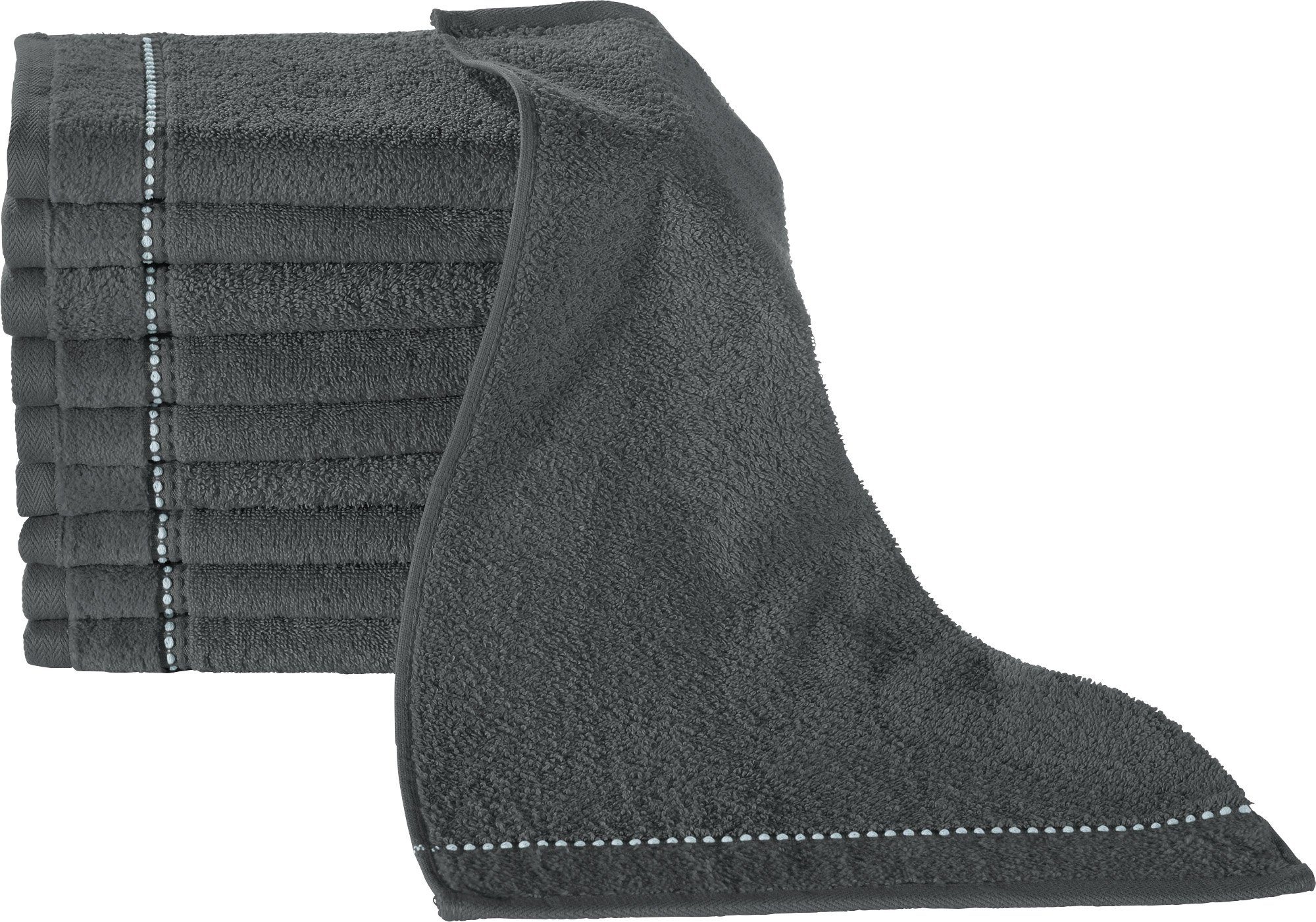 Erwin Müller Gästehandtuch Gästetuch "Mannheim" 10er-Pack, Frottier, Walk-Frottier Uni