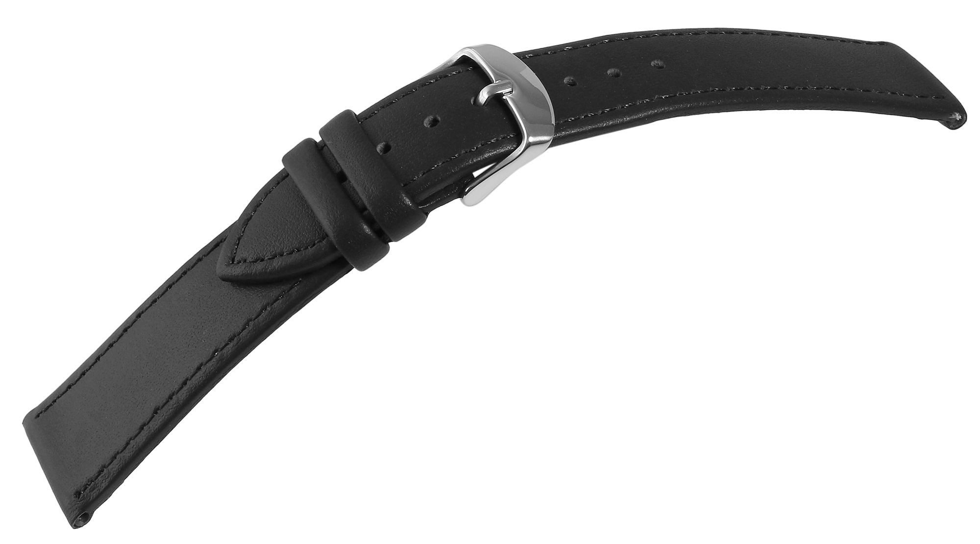 STEINMEISTER Uhrenarmband Ersatzarmband aus Echtleder - Schwarz - genäht - 10 - 26 mm