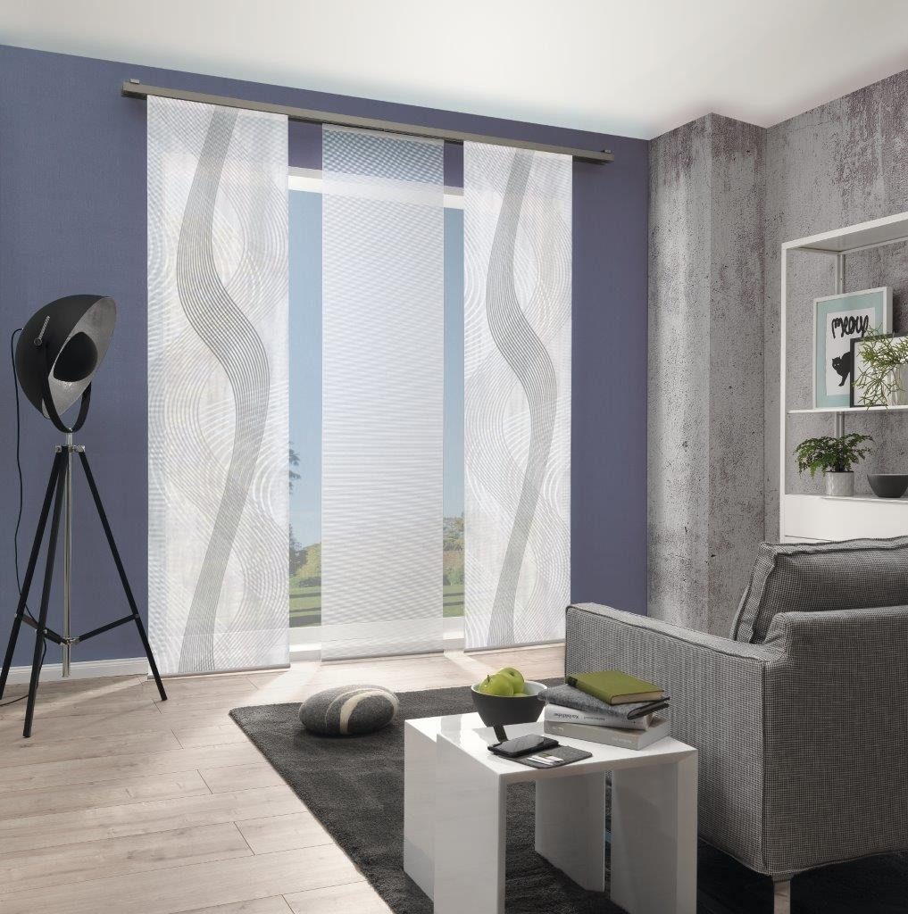 HOME WOHNIDEEN Schiebegardine 3er-Set Schiebegardinen VALESI, Paneelwagen, halbtransparent, 100% Polyester