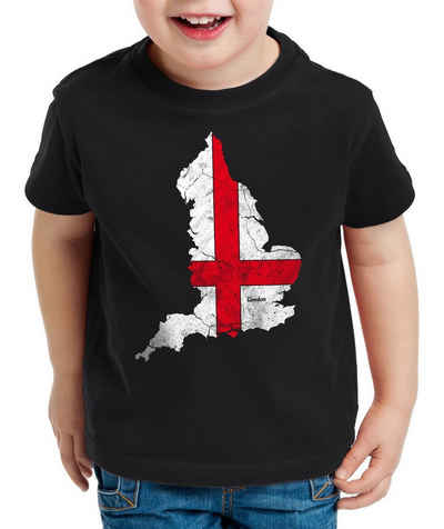 style3 Print-Shirt Kinder T-Shirt England Vintage Flagge London UK Great Britain soccer Flag brexit