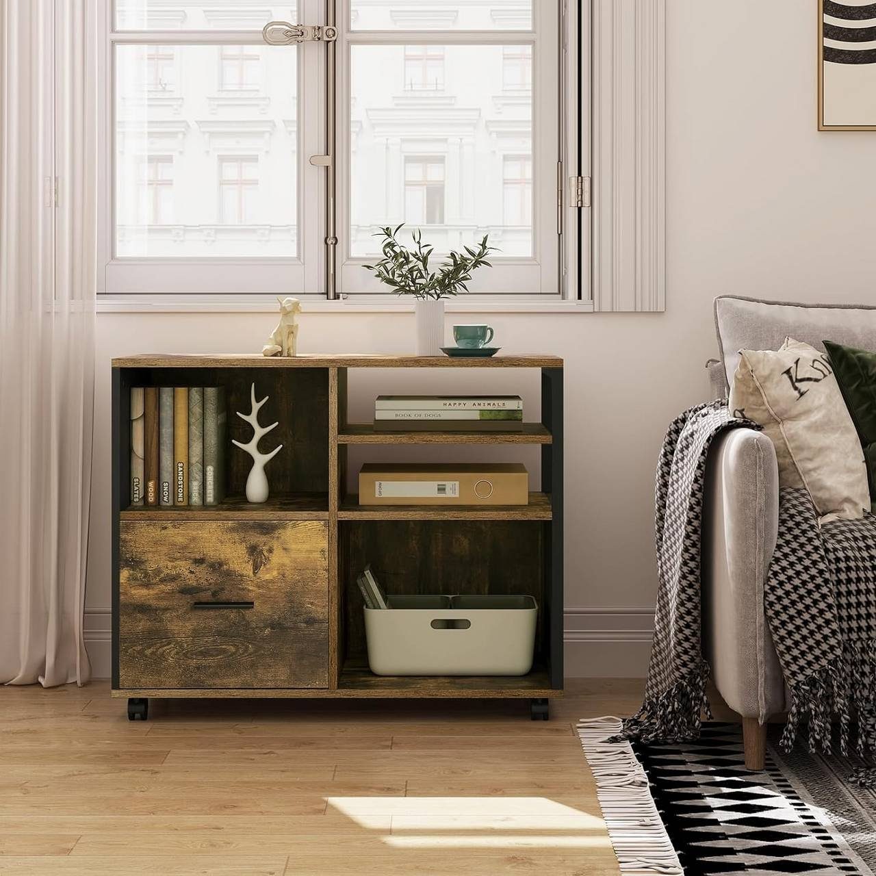 Woltu Aktenschrank (1-St) Druckertisch auf Rollen, Bürocontainer günstig online kaufen