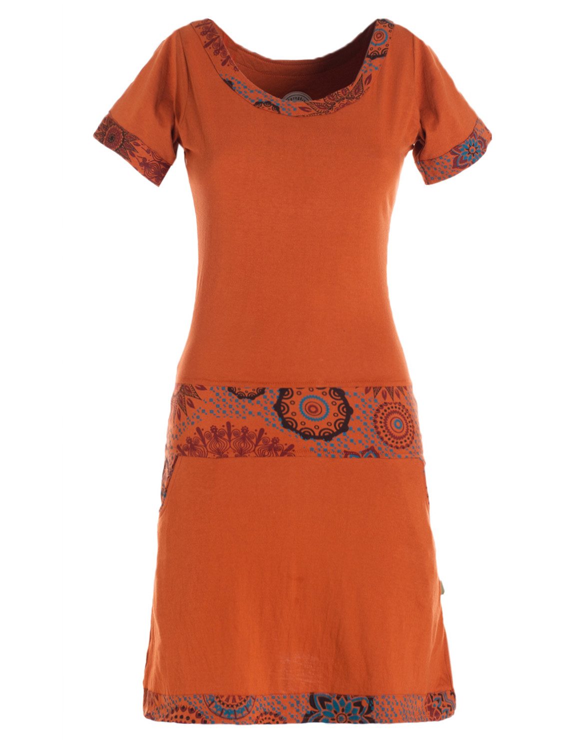 Vishes Jerseykleid Damen Sommerkleid Kurzarm Jersey-Kleid Tunika-Kleid T-Shirtkleid Boho, Goa, Retro Style