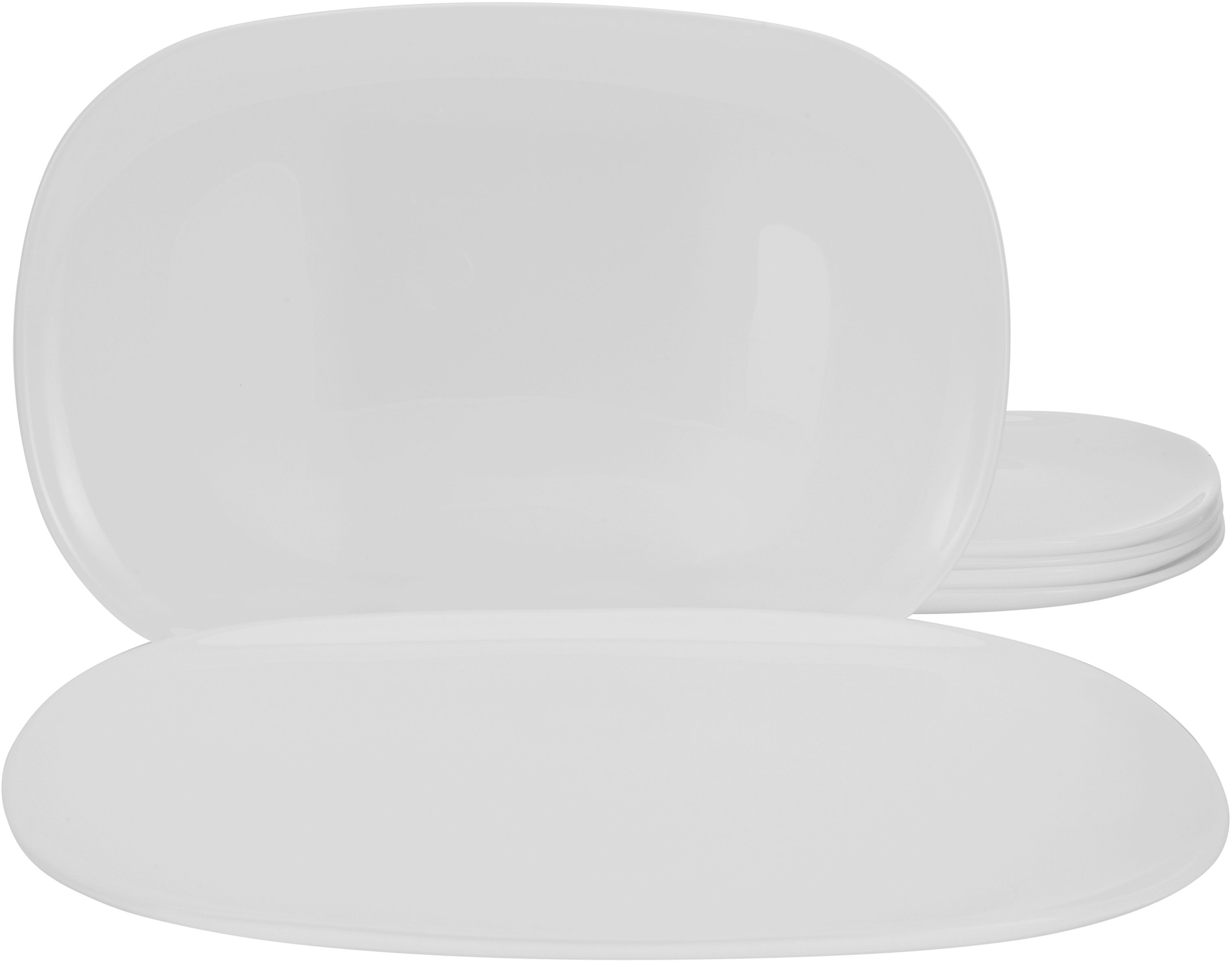 Luminarc Steakteller Essteller Italien Party, (6 St), Teller Set für 6 Personen, weiß, extra resistent, Opalglas