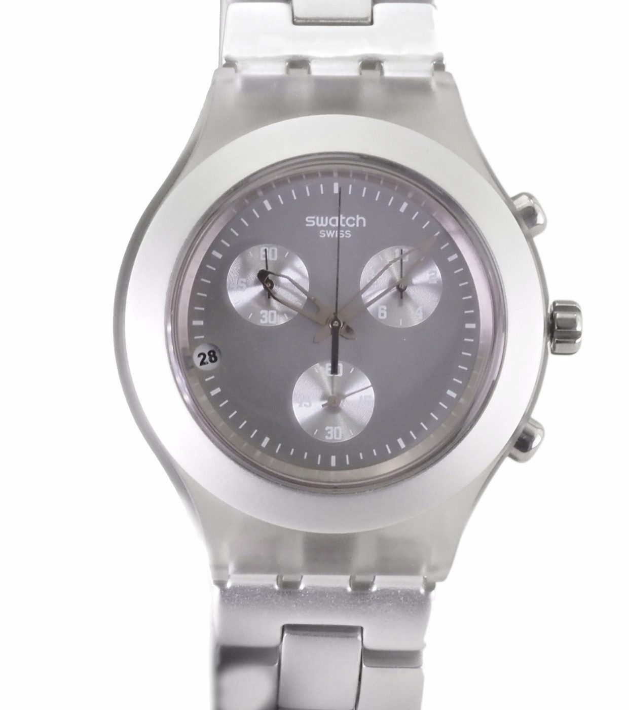 Swatch Quarzuhr Swatch Herren Quarz Uhr Chronograph SVCG4000AG FULL-BLOODED SMOKY SAND, (Silber)