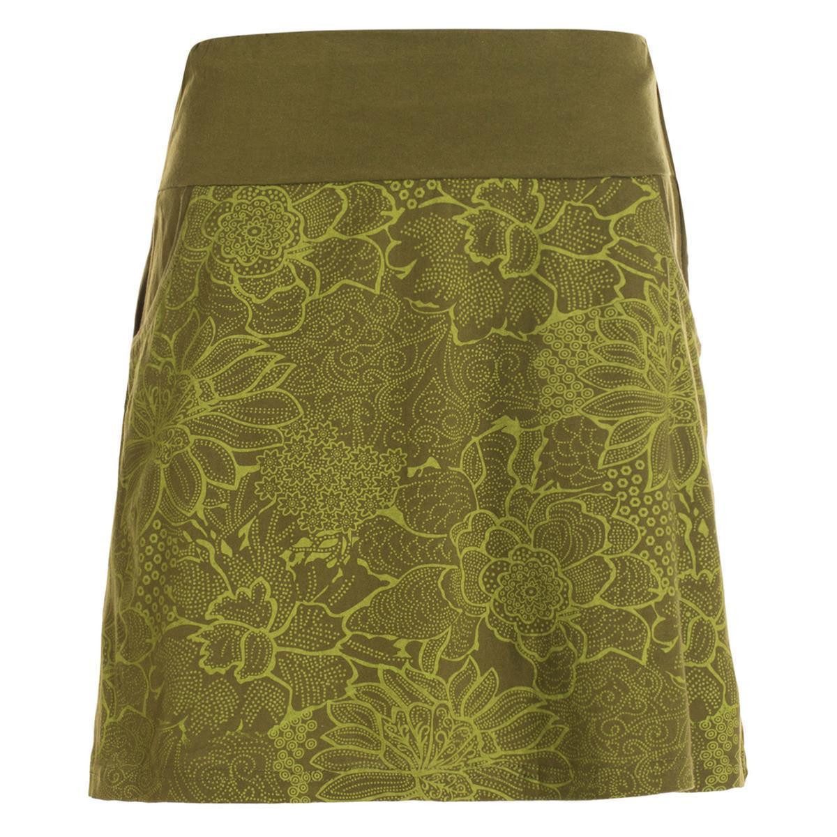 Vishes Minirock Kurzer Damen Baumwoll-Rock Mini-Rock mit Blumen-Spitze bedruckt Festival, Boho, Hippie Style