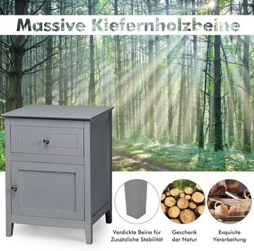 KOMFOTTEU Nachttisch Beistelltisch (2er Set), mit Schublade & Schrank, 48 x 38 x 63,5cm