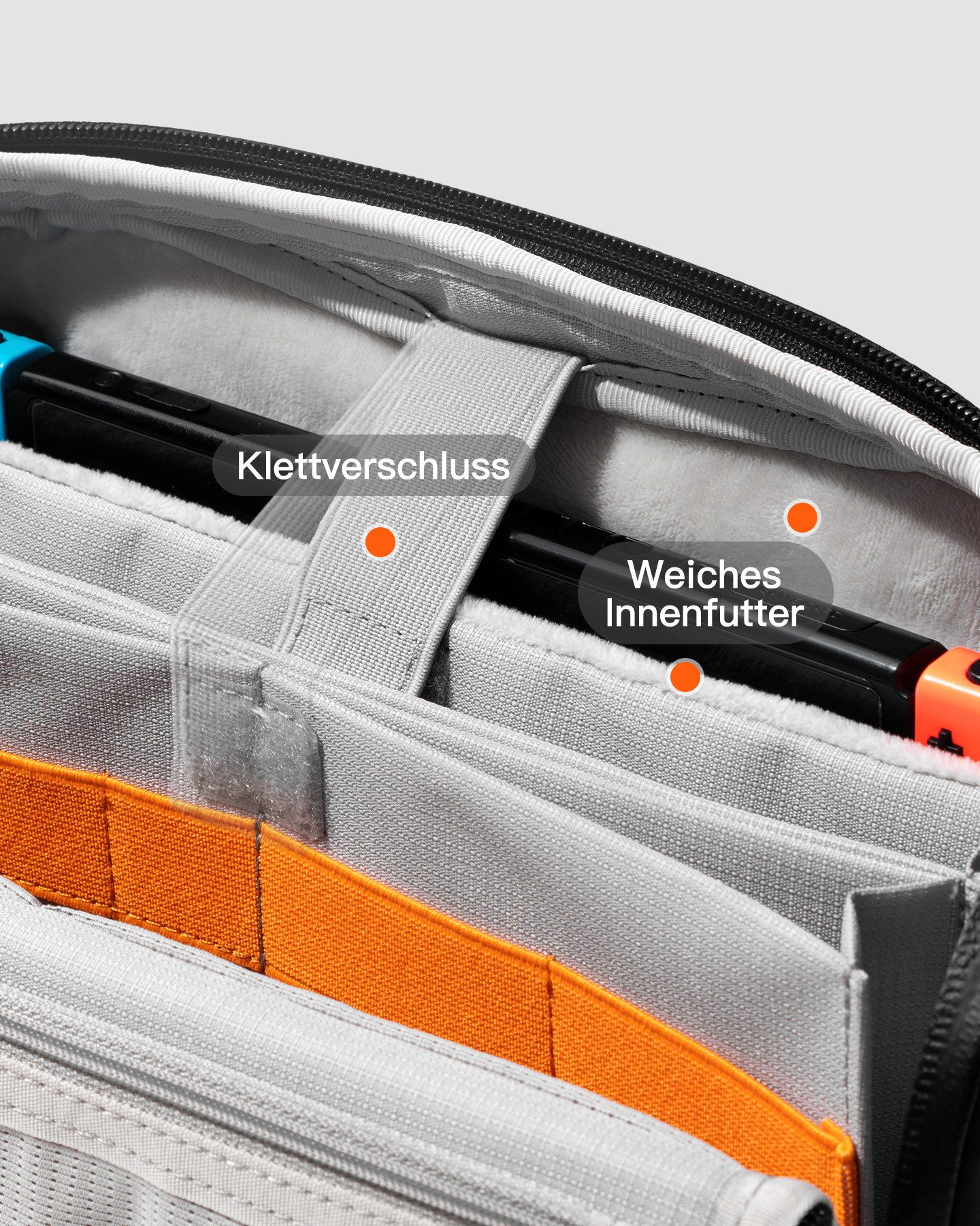 Inateck Umhängetasche Tasche für elektronisches Zubehör, 135° Öffnungsdesign, spritzwassergeschützte