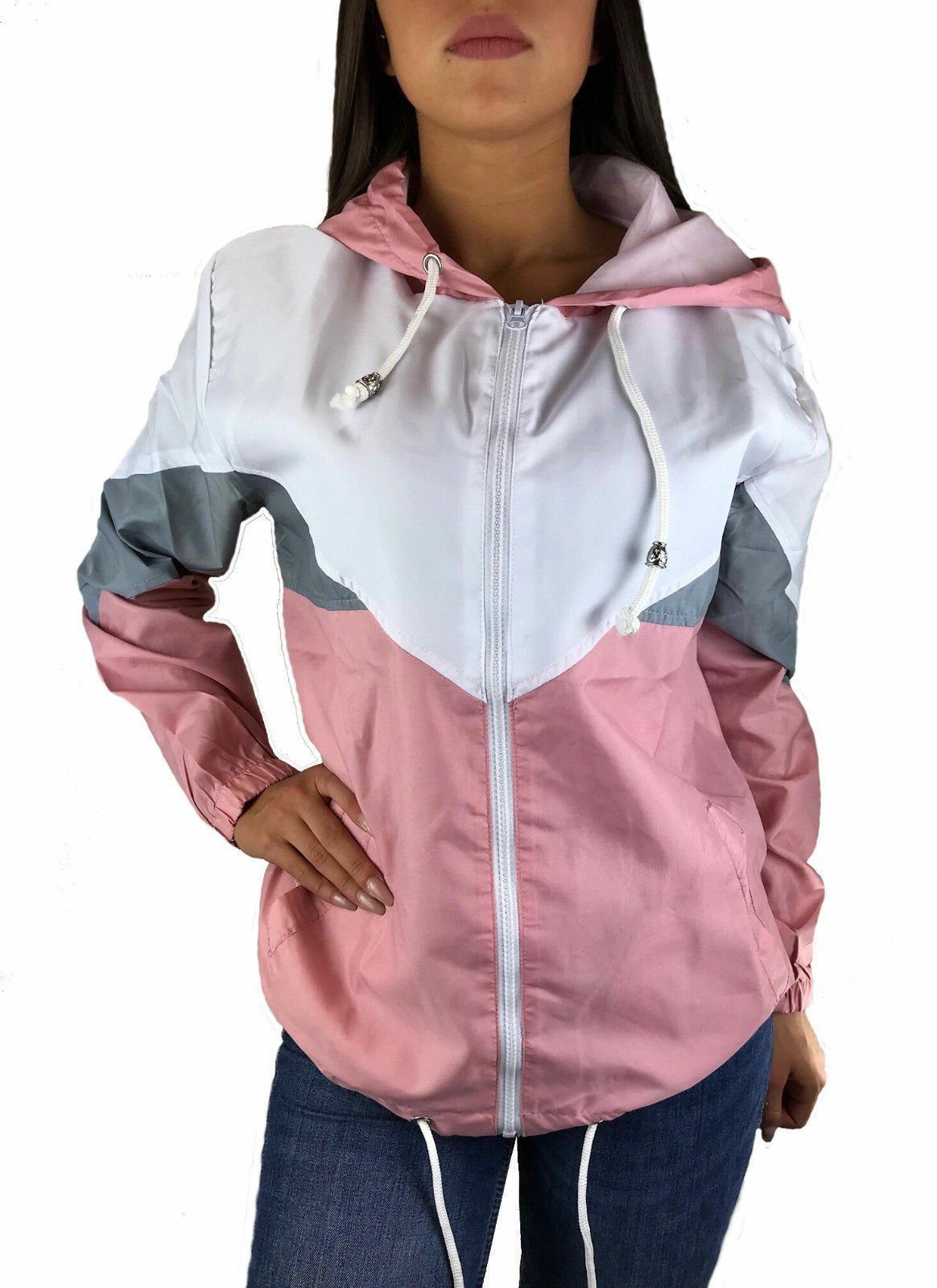 Worldclassca Windbreaker Worldclassca Damen Windbreaker Festival Jacke 90s Blouson Regen Kapuzenjacke Sport Hoodie Übergangsjacke Wasserabweisend XS-XL