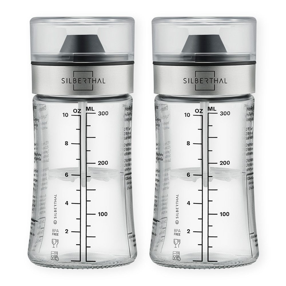 SILBERTHAL Dressing Shaker Salatsaucenbehälter 2er Set 300ml, Glas, (2er Set 300ml, 2-tlg)