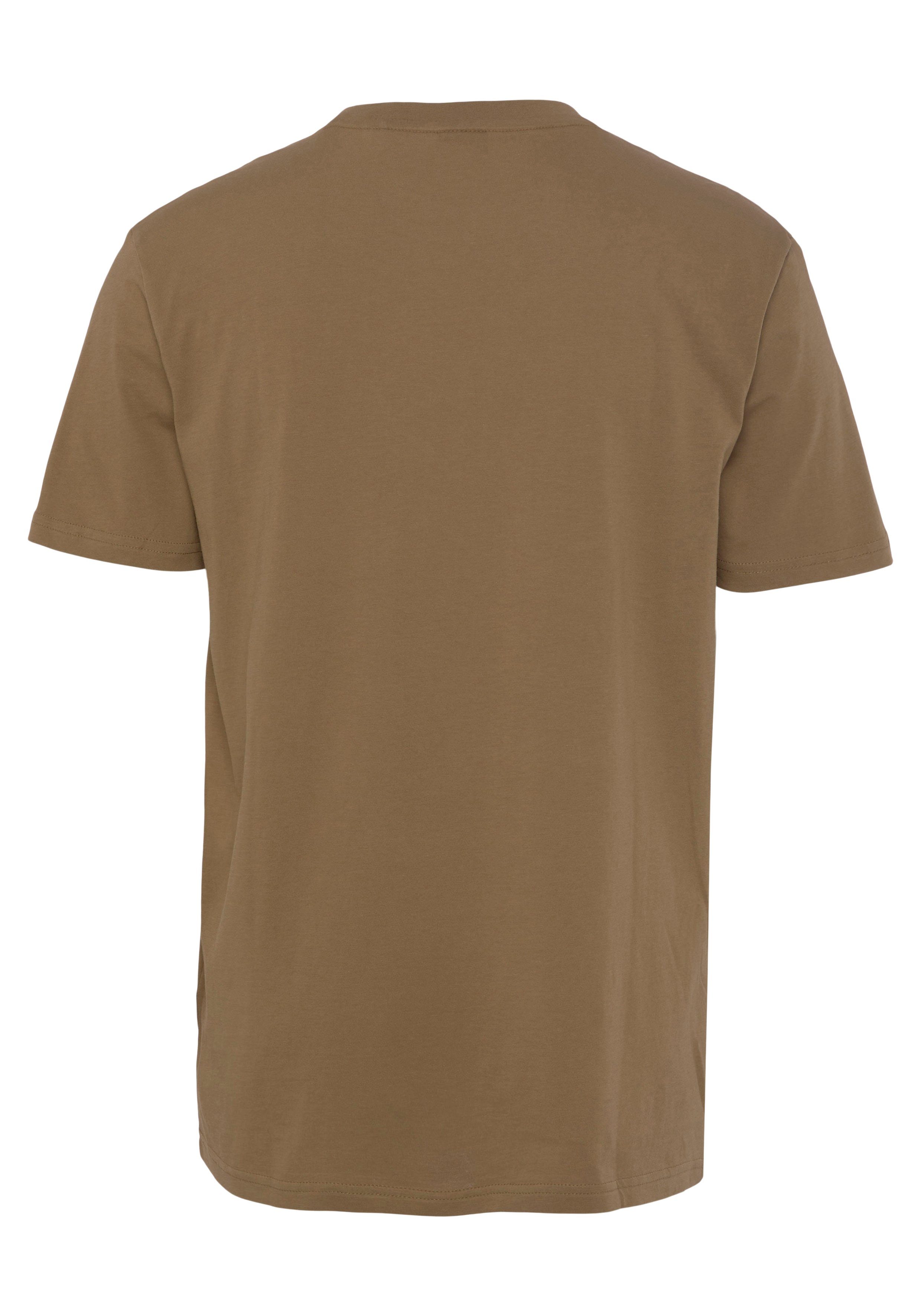 BOSS ORANGE T-Shirt Thinking 1 open beige280 Logodruck mit (1-tlg)