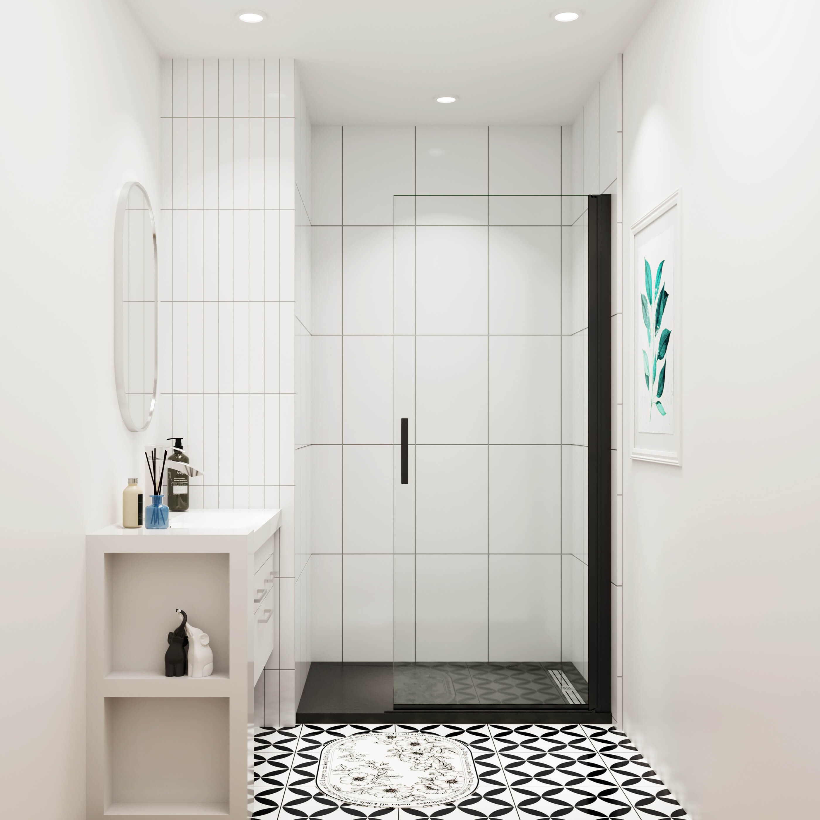 AICA Dusch-Drehtür 8mm NanoGlas Schwarze Walkin Pendeltür Drehtür Duschkabi günstig online kaufen